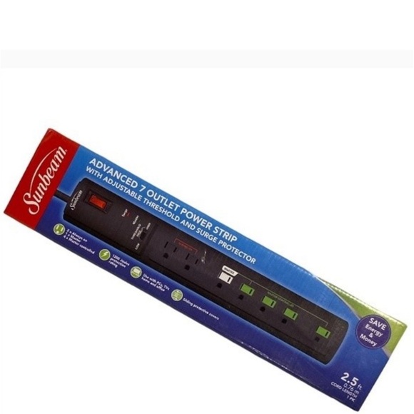 Sunbeam Powerstrip Advanced 7 Outlet Surge protection Computers, TVs office new - Picture 6 of 8